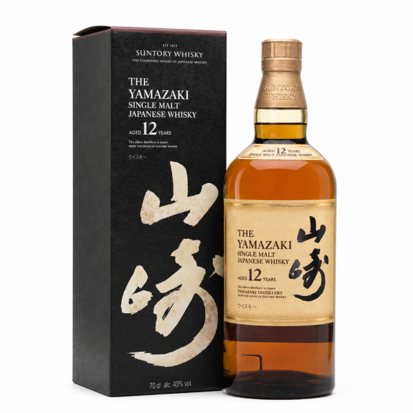 Yamazaki 12 Years – Japanese single malt whisky 12 năm tuổi nổi tiếng của Suntory, mang phong cách trái cây, mật ong, vanilla, gia vị và gỗ sồi cân bằng.