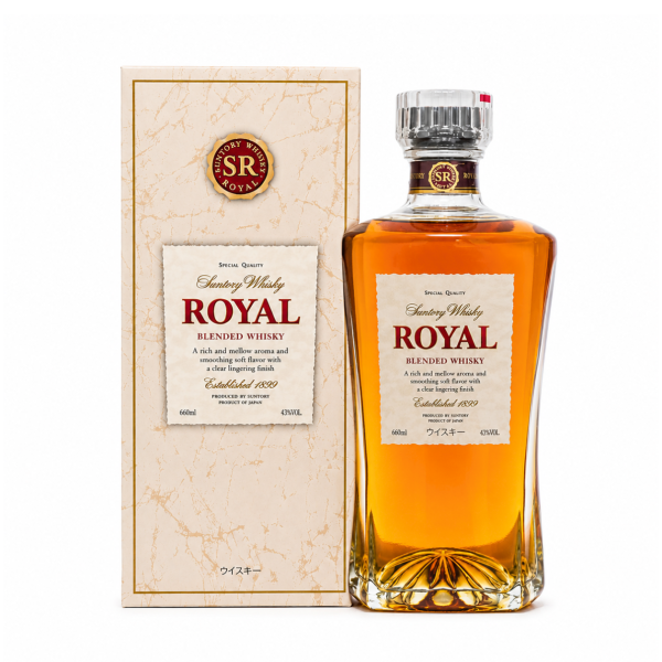 Suntory Royal Slim Whisky – blended Japanese whisky của Suntory với chai dáng vuông thanh lịch, 43% ABV và phong cách thiết kế cổ điển.