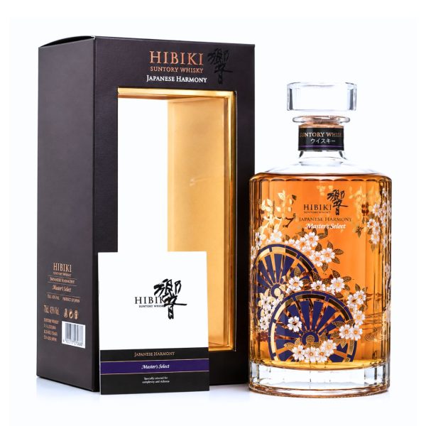 Hibiki Japanese Harmony Master’s Select Limited Edition – blended Japanese whisky phiên bản giới hạn của Suntory, nổi bật với thiết kế Kacho Fugetsu và phong cách hương vị thanh lịch, cân bằng.