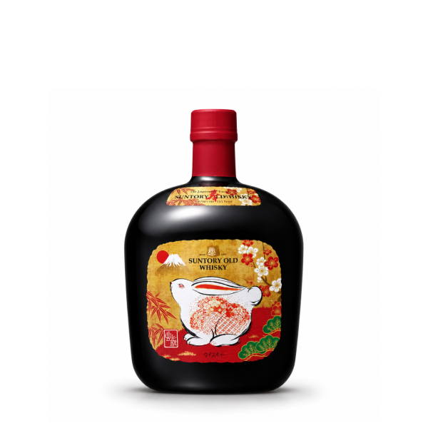 Suntory Old Whisky 2023 Rabbit Edition – whisky Nhật Bản phiên bản năm con thỏ với nhãn đỏ vàng, hình thỏ trắng và họa tiết núi Phú Sĩ.