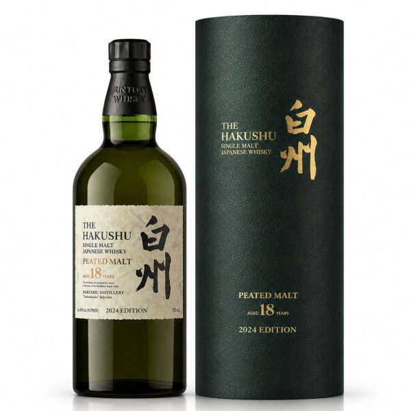 Hakushu 18 Peated Malt Tsukuriwake 2024 – Japanese single malt whisky 18 năm tuổi phiên bản giới hạn, tập trung vào phong cách peated malt đặc trưng của Hakushu.
