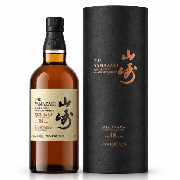 The Yamazaki 18 Mizunara Tsukuriwake 2024 – Japanese single malt whisky 18 năm tuổi trưởng thành trong Mizunara Oak, phiên bản giới hạn cao cấp của Suntory.