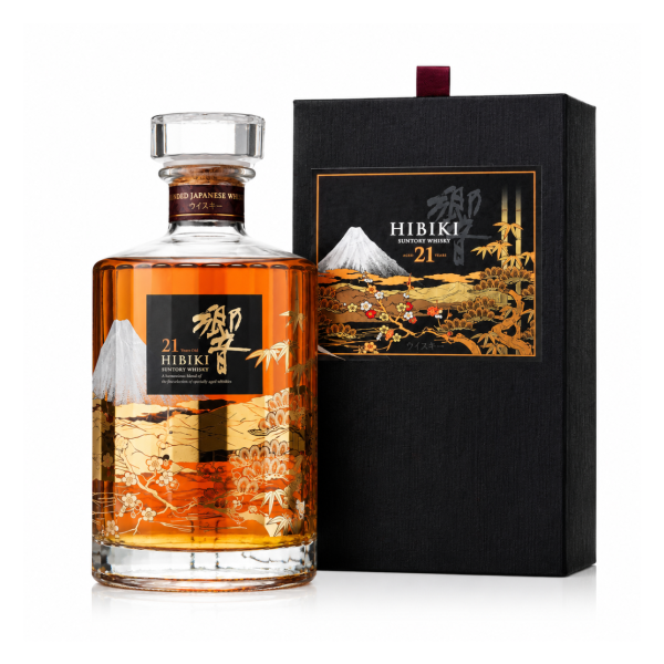 Suntory Hibiki 21 Limited Edition – Japanese blended whisky 21 năm tuổi phiên bản giới hạn, nổi bật với thiết kế sưu tầm và phong cách hương vị sâu, phức hợp.