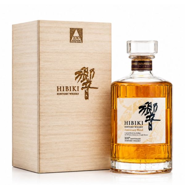 Hibiki Japanese Harmony 100th Anniversary Blend – blended Japanese whisky phiên bản giới hạn kỷ niệm 100 năm Suntory với thiết kế chai và hộp gỗ sưu tầm.