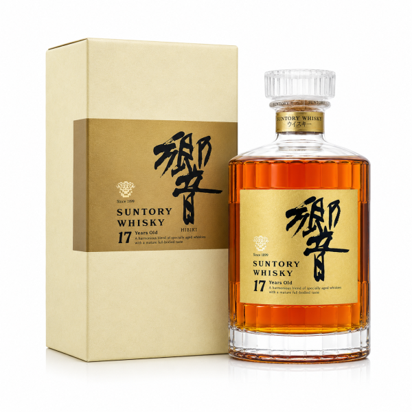 Hibiki 17 Years Old – Japanese blended whisky 17 năm tuổi của Suntory, nổi bật với trái cây chín, mật ong, vanilla, gỗ sồi và phong cách cân bằng tinh tế.