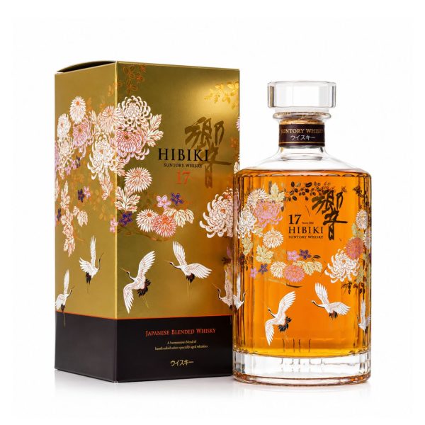 Hibiki 17 Kacho Fugetsu Limited Edition – Japanese blended whisky 17 năm tuổi của Suntory với thiết kế hoa, chim và thiên nhiên truyền thống Nhật Bản.