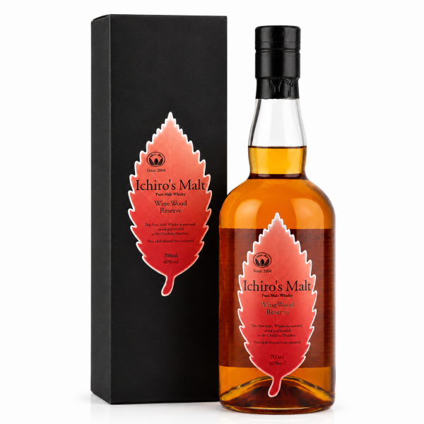 Ichiro’s Malt Wine Wood Reserve – blended malt Japanese whisky 46% ABV của Venture Whisky, nổi bật với hương trái cây đỏ, vanilla, gỗ sồi và gia vị từ wine cask.