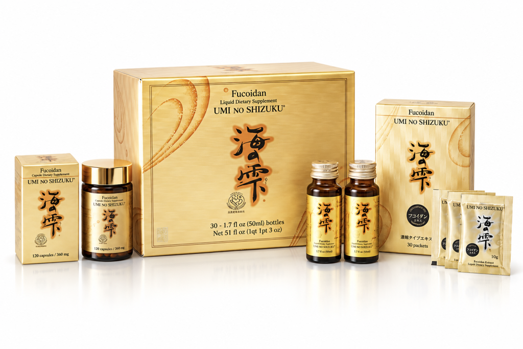 So sánh Fucoidan Umi No Shizuku dạng nước và viên nang